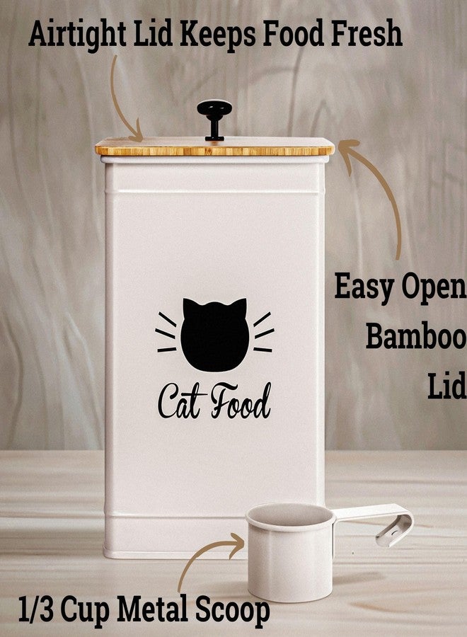 HB Design Co. Cat Food Storage Container with Scoop - 5-7 lb (25 Cup) Capacity Metal Cat Food Container with Airtight Bamboo Lid and Metal Scoop - Airtight Pet Food Storage Containers 5 lb - 7 lb Kibble Container - Image 2